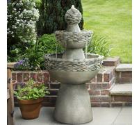 Garden Water Feature Outdoor Fountain 3-Tier Waterfall Pedestal Grey Teamson