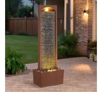 Garden Water Feature Outdoor LED Fountain Straight Waterfall Red Rock Teamson
