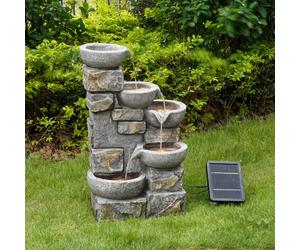 Garden Water Feature Outdoor Solar Powered LED Fountain 5-Tier Bowl Teamson