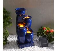 Garden Water Feature Outdoor LED Fountain 4-Tier Cascading Bowl Navy Teamson