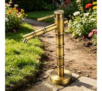 Garden Water Fountain Column, Copper Water Faucet Post, Freestanding Outdoor Yard Hydrant Vertical Garden Tap - Bamboo-Joint Design(Bottom Inlet,51.5cm)
