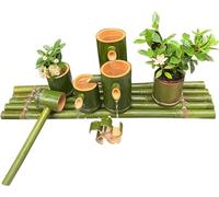 Garden Water Fountain Kit, Natural Bamboo Water Fountain with Pump, Water Features Decor Kit with Rotating Water Wheel, Feng Shui Zen Fountains, for Patio Garden Pond Fish Tanks(60cm)