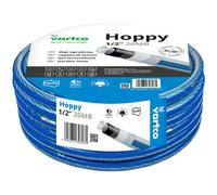 Vartco Hoppy 6-Layer Water Hose, Drinking Water Hose, Anti-Twist Garden Hose, Garden Irrigation, Flexible Flexible Hose, UV Resistant, 36 Bar (1/2 Inch 20m), Transparent/Blue