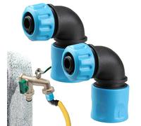 Garden Water Hose Coupling | Garden Water Hose Parts | Two Quick Connect Tap Distributor Connector Ninety Degree Bent for Outdoor Sinks Camping Lawn Fire