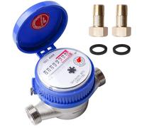 Garden Water Meter, 1/2 Inch Calibrated Cold Water Clock, Household Cold Water Meter with Fittings and Protective Cover, Tap Water Meter Set, Tap Counter for Garden and Household