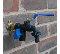 Garden Watering 1/2" bsp Outdoor Double Outlet PVC Lever tap with Brass Thread