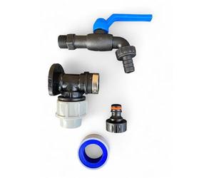 Garden Watering Mdpe Wall/Back Plate+Tough Nylon Tap+PTFE Tape+Quick Connector, (20mm)