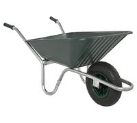 Garden Wheelbarrow, Heavy Duty 90L Green Polypropylene Hand Cart with Steel Frame, Pneumatic Wheel & Ergonomic Handles