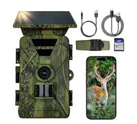 Garden Wildlife Trail Camera with WiFi Bluetooth, 8K 60MP Solar Infrared Night Vision, IP66 Waterproof 120° Motion Activated, Built-in 5200mAh Rechargeable Battery & 32GB SD Card, 0.2s Trigger
