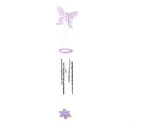 Garden Wind Chimes Butterfly Design Metal Tubes Outdoor Decor Hanging Ornament for Yard Patio Balcony Terrace Home Decoration Lucky Symbol Blessing Charm 40cm Length Plastic Metal