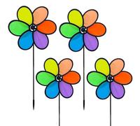 Garden Wind Spinner - 4 Piece Outdoor Yard Art, Colorful Metal Windmill, Flickering Lawn Decor for Backyard Patio | Mesmerizing 3D Reflective Spinner for House Tent Nursery Decorations