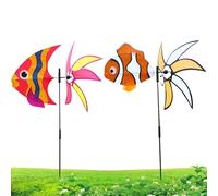 Garden Wind Spinner, Fish Windmill for Lawn and Garden, Rotating Garden Decoration for Patio, Front Garden, Balcony, Outdoor Use with Light Rotating Movement