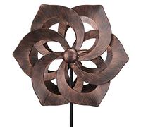 Garden Wind Spinner - Outdoor Metal Windmills, 4.4 Ft Retro Brown Wind Spinners Lawn Ornaments Wind Spinner for Yard, Lawn and Garden