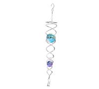 Garden Wind Spinners - 9 Inch Gazing Ball Outdoor Hanging Decor | Crystal Glass Balls With Hanging Swivel | Stainless Steel Gazing Ball Tail Wind Spinner For Indoor Outdoor Garden Decoration
