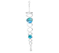 Garden Wind Spinners - 9 Inch Gazing Ball Outdoor Hanging Decor | Crystal Glass Balls With Hanging Swivel | Stainless Steel Gazing Ball Tail Wind Spinner For Indoor Outdoor Garden Decoration