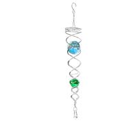 Garden Wind Spinners - 9 Inch Gazing Ball Outdoor Hanging Decor | Crystal Glass Balls With Hanging Swivel | Stainless Steel Gazing Ball Tail Wind Spinner For Indoor Outdoor Garden Decoration