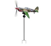 Garden Wind Spinners - Funny Airplane Rotating Decor | 3D Fighter Outdoor Windmill With Propeller | Durable Metal Yard Art Decorative Spinner | For Lawn Patio Courtyard Garden Pathway Walkway