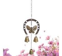 Garden Windchimes - Rustic Metalwork Art, Exterior Porch Accent, Horse Statuette Feature with Chime, Whimsical Trinket for Yard, Birthday Present Idea, Traditional Weatherproof Harmony Tubes O