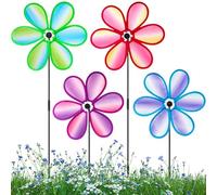 Garden Windmill | Set Of 4 Decorative Colorful Windmills For The Yard,Weather-Resistant, Scare Birds Away, Outdoor Decorations For Patio Lawn Terrace
