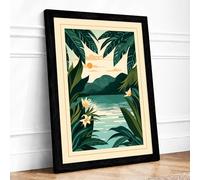 Garden Window to Water Botanical Framed Wall Art Print A3 (42×29.7cm) Black, Wall Decor for Living Room, Bedroom, Office & Home, Ready to Hang, Art Gift