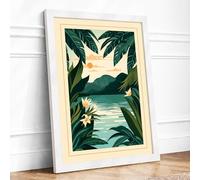 Garden Window to Water Botanical Framed Wall Art Print A4 (29.7×21cm) White, Wall Decor for Living Room, Bedroom, Office & Home, Ready to Hang, Art Gift