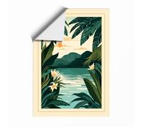 Garden Window to Water Botanical Unframed Wall Art Print A3 (42×29.7cm), Wall Decor for Living Room, Bedroom, Office & Home, Art Gift