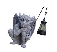AWHAO Garden Winged Gargoyle Statue Ornament with Solar Light Outdoor Decoration Gothic Decorative Lighting for Walkway Balcony