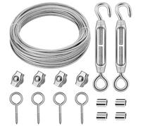 Garden Wire for Climbing Plants, 15M 2MM PVC Coated 304 Stainless Steel Wire Cable with M4 Turnbuckles, Loops & Clips for Garden Fence, Picture Hanging, Curtain, Hanging Lights, DIY Projects