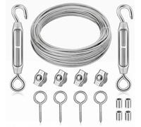 Garden Wire for Climbing Plants, 15M 2MM PVC Coated Stainless Wire Rope Kit with M4 M5 Turnbuckles, Loops & Clips for Garden Wires for Climbing Plants, DIY Projects Hanging Lights