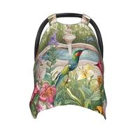 Garden with Birds and Flowers Baby Car Seat Canopy Cover, Multi Use Breathable Nursing Breastfeeding Covers for Mom Soft Stroller Sun Shade Newborn Shower Gift