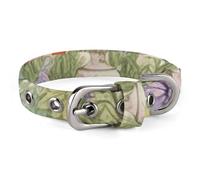 Garden with Birds and Flowers Dog Collar Adjustable Soft and Comfortable Puppy Collars with Metal Buckle Pet Collar for Small Medium Pet