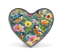 Garden with birds and flowers Dragonfly by The Lake Lapel Pin - Heart Shape Brooch Pins for Men & Women Suit Accessories, 1" Lightweight Enamel Lapel Pins Buttons for Backpacks, Hats, Bags, Lanyards