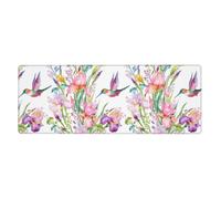 garden with birds and flowers Extra Large Rubber Desk Mat 12x31.5in