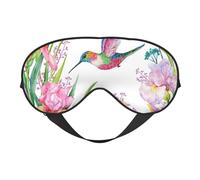 Garden with Birds and Flowers Print Comfortable Eye Mask Breathable Adjustable Men Women Lightweight Travel Yoga Work