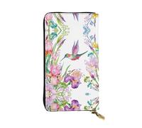garden with birds and flowers Print Leather Long Clutch Wallet â€“ Fashionable Personalized Wallet, Multiple Card Slots, Gift Ready, Black, One Size