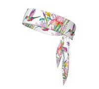 garden with birds and flowers Print Tennis Tie Headband Hair Band Unisex Sport Head Tie for Basketball,Running,Karate