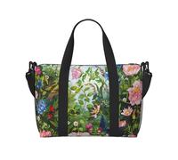 Garden with Birds and Flowers Print Travel Duffel Bag, Lightweight Water-Resistant Weekender Spacious Gym & Travel Bag for Men, Women & Teens