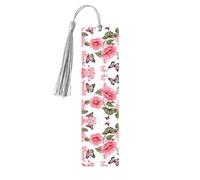 Garden with Birds and Flowers -Print Wooden Bookmarks with Tassel for Readers and Book Lovers - Artistic Handmade Gifts for Teachers Colleagues Office Desk Decor.