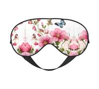 Garden with Birds and Flowers Soft Eye Mask Comfortable Sleep Mask with Adjustable Strap Breathable Fabric for Home Travel Camping & More