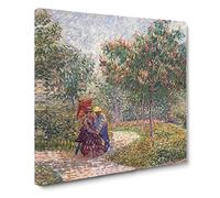 Garden With Courting Couples by Vincent van gogh Canvas Print | Gallery Wrapped 30mm Frame Wall Art | 14x14 inches | Ready to Hang | Impressionist Floral Picture | Living Room Bedroom Lounge Office