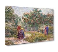 Garden With Courting Couples By Vincent Van Gogh Canvas Print | Gallery Wrapped 30mm Frame Wall Art | 20x14 inches | Ready to Hang | Impressionist Floral Picture | Living Room Bedroom Lounge Office