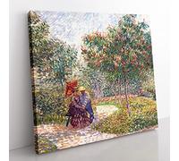 Garden With Courting Couples by Vincent van gogh Classic Painting Canvas Wall Art Print Ready to Hang, Framed Picture for Living Room Bedroom Home Office Décor, 50x50 cm (20x20 Inch)