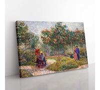 Garden With Courting Couples By Vincent Van Gogh Classic Painting Canvas Wall Art Print Ready to Hang, Framed Picture for Living Room Bedroom Home Office Décor, 76x50 cm (30x20 Inch)