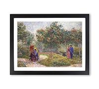 Garden With Courting Couples By Vincent Van Gogh Classic Painting Framed Wall Art Print, Ready to Hang Picture for Living Room Bedroom Home Office Décor, Black A3 (46 x 34 cm)
