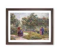 Garden With Courting Couples By Vincent Van Gogh Classic Painting Framed Wall Art Print, Ready to Hang Picture for Living Room Bedroom Home Office Décor, Walnut A3 (46 x 34 cm)