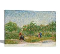 Garden with Courting Couples by Vincent Van Gogh on Framed Canvas Wall Art | Home Decor Modern Artwork Prints | Framed Pictures 60 x 40cm (24 x 16 inches) A2