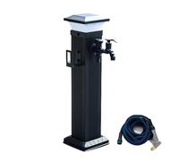 Garden with Solar Light, Aluminum Alloy Freestanding with Faucet & Spray Gun,61cm/24in