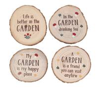Garden Wood Slice Coaster Set - Garden Quotes & Gift For Gardeners