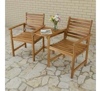 Garden Wooden Companion Seat Outdoor Solid Wood Bench Shelf Loveseat Table Set