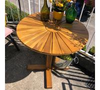 Garden Wooden Dining Table Patio Round Solid Wood Side Bistro Pedestal Furniture